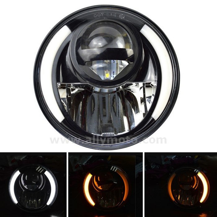 154 Harley 7 Inch Led Headlights With Left - Right Turn Signal Drl@2